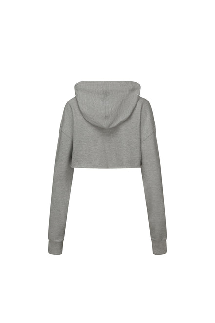 SCULPTOR - Glitter Flag Crop Hoodie (Melange Gray)