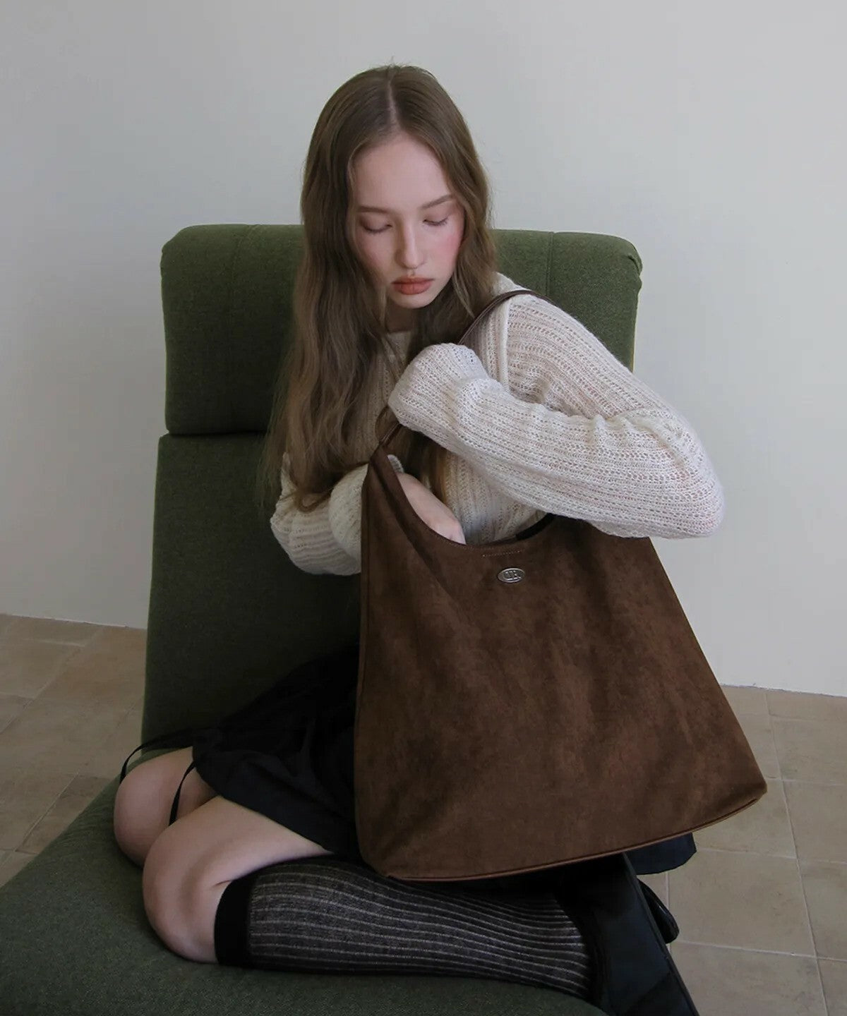 Dumaro - Merci Suede Shoulder Bag (Dark Brown)