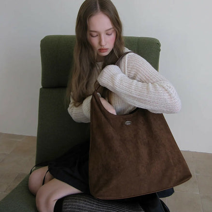 Dumaro - Merci Suede Shoulder Bag (Dark Brown)