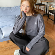muahmuah - STITCH LOGO BASIC KNIT (CHARCOAL)