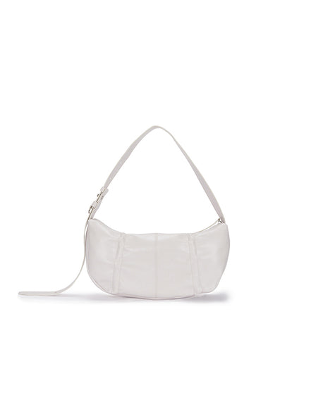 MATIN KIM - HALF SHIRRING RIBBON ROUND BAG (IVORY)